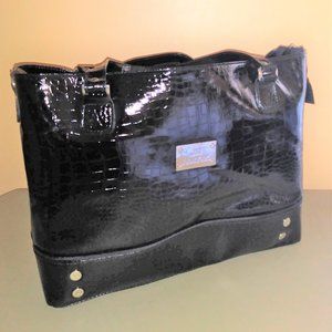 JM NEW YORK - FAUX ALLIGATOR TOTE - BLACK